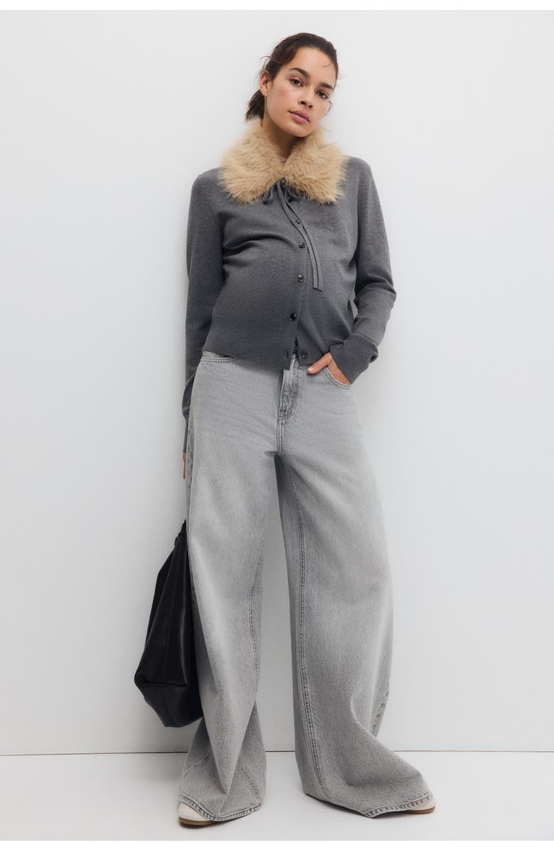 H&M Mama Collared Cardigan, Alternate, color, Gray