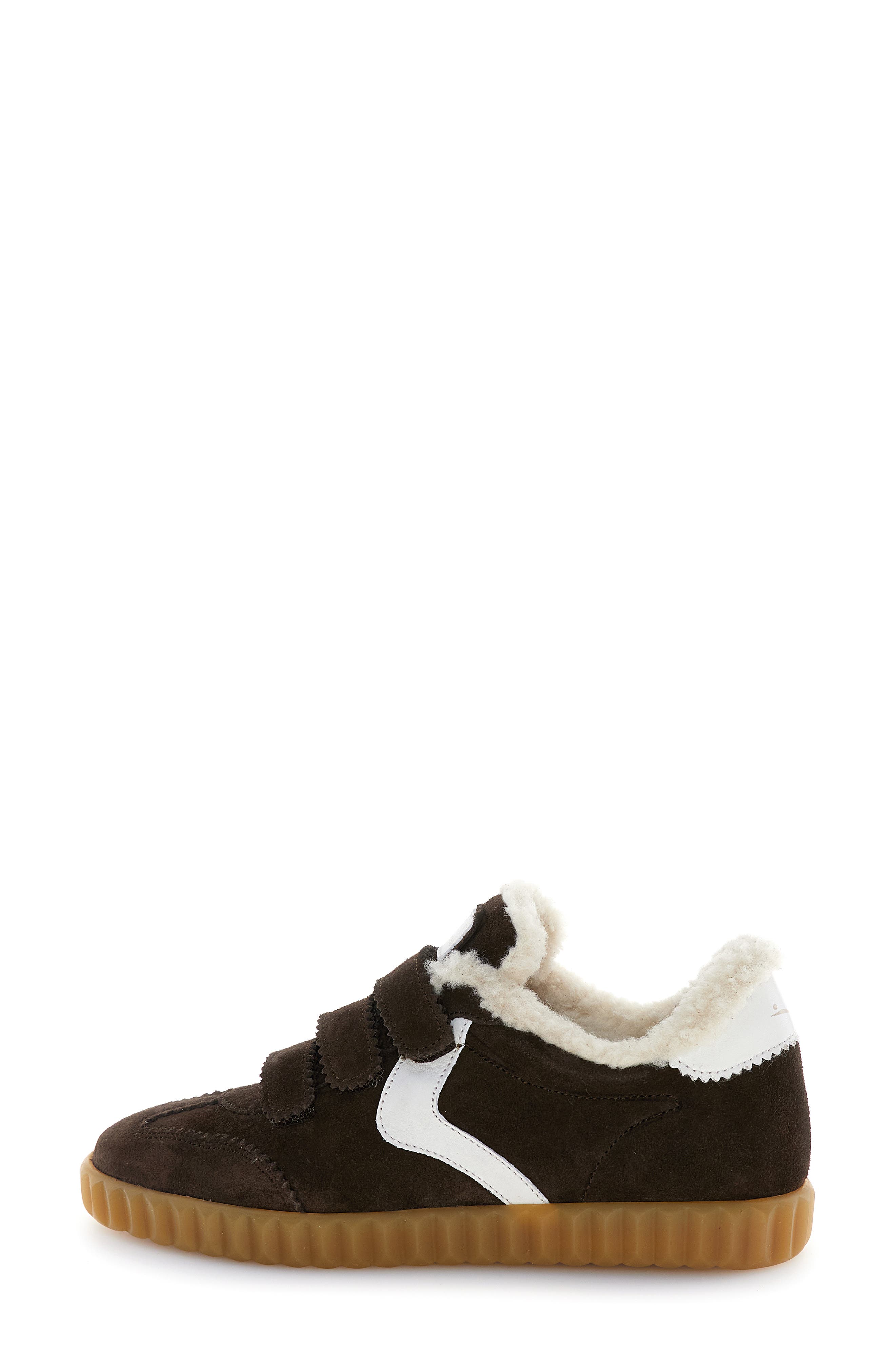 Voile Blanche Ines Faux Shearling Sneaker, Alternate, color, Dk Brown