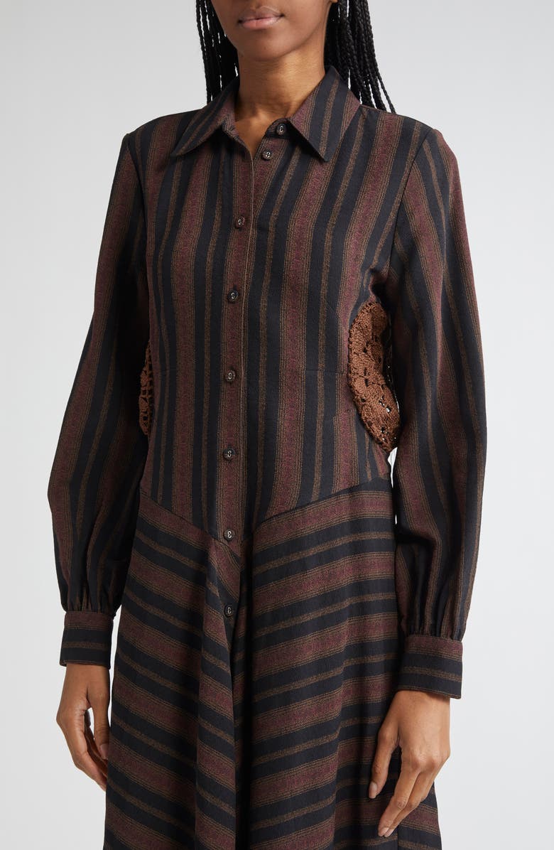 Diotima Lewis Stripe Long Sleeve Maxi Shirtdress, Alternate, color, Black Multi