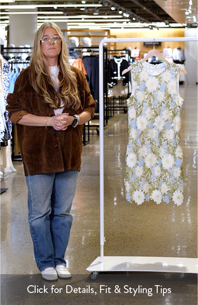 Floral Embroidered Sleeveless Sheath Dress, sales video thumbnail