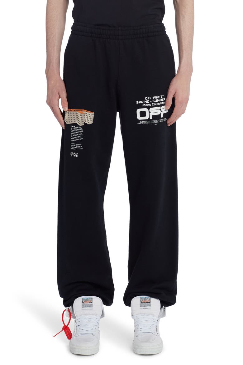 Wavy Line Logo Slim Sweatpants, Main, color, BLACK WHITE