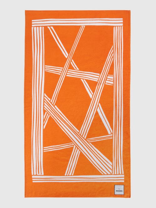 Missoni Nastri 180x100 Cm Cotton Terry Beach Towel In Orange