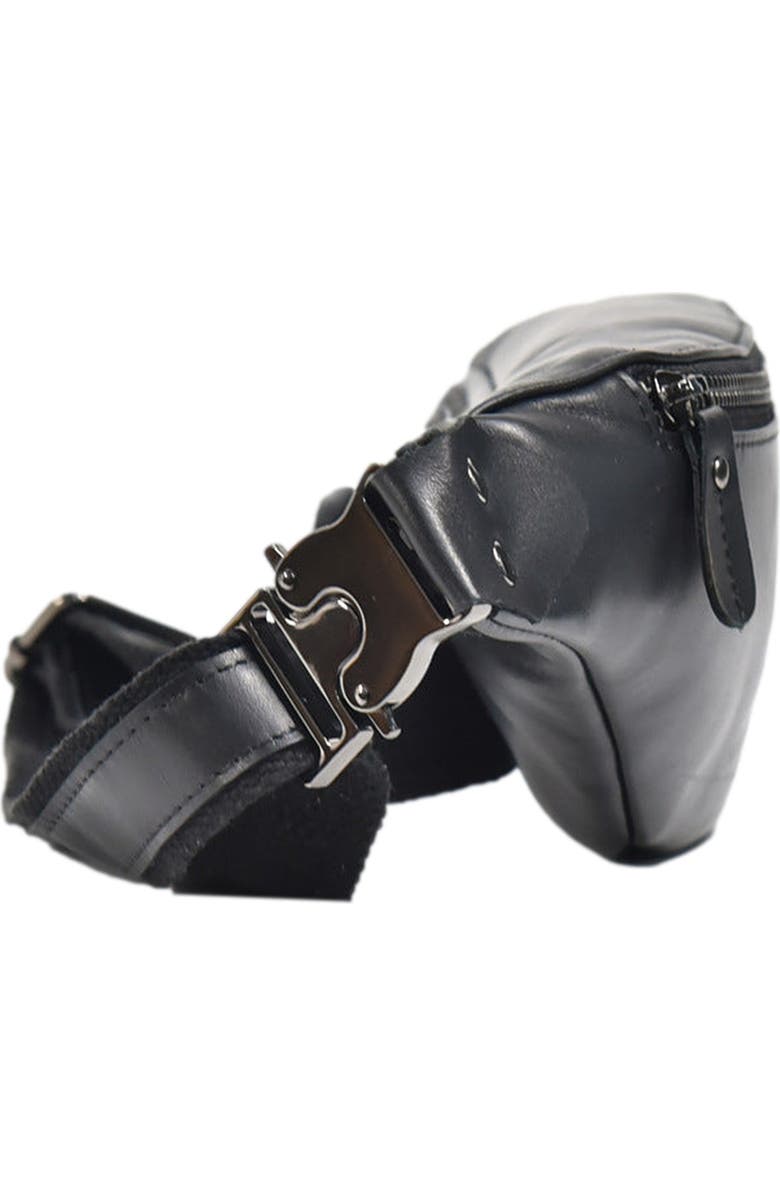STEEL HORSE LEATHER Sigrid Smooth Black Leather Waist Bag | Smooth Black Leather Fanny Pack, Alternate, color, Black