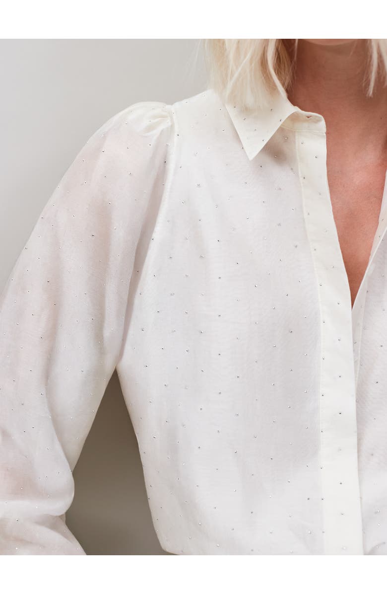 Ro&Zo Button Up Mini Diamante Shirt, Alternate, color, Ivory