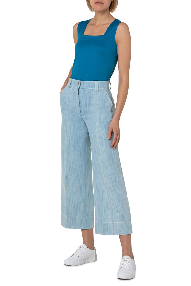 Chiara Wide Leg Crop Denim Pants, Alternate, color, BLEACHED DENIM