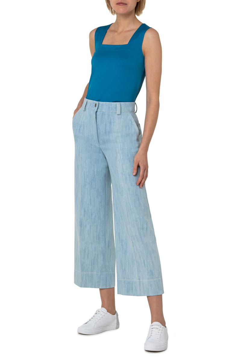 Akris punto Chiara Wide Leg Crop Denim Pants, Alternate, color,