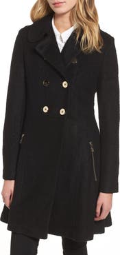 GUESS Double Breasted Boiled Wool Peacoat
