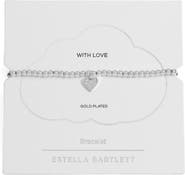 Estella Bartlett Sienna Pavé Crystal Heart Beaded Stretch Bracelet