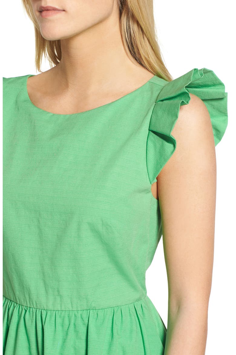 Ruffle Fit & Flare Midi Dress, Alternate, color, GREEN KELLY