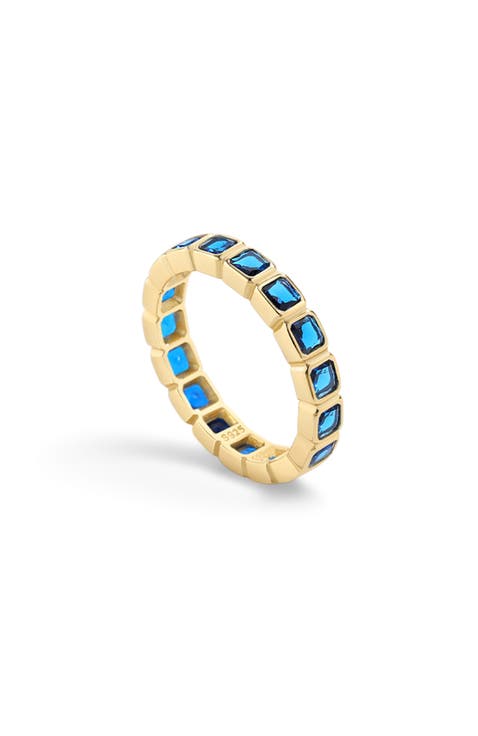 Emerald Cut Birthstone Eternity Ring