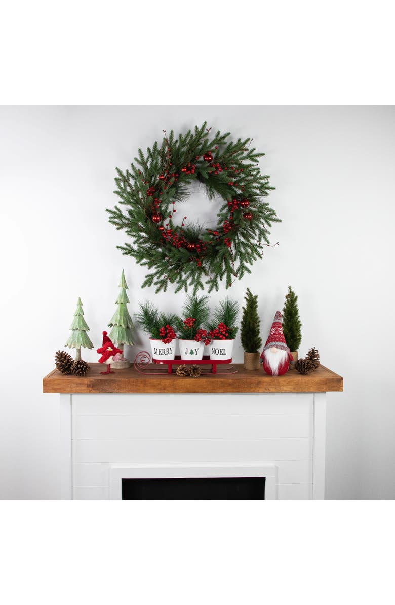 Northlight Sleigh with "Noel", "Joy" and "Merry" Buckets Christmas Centerpiece - 18.75" - Red, Alternate, color, Red