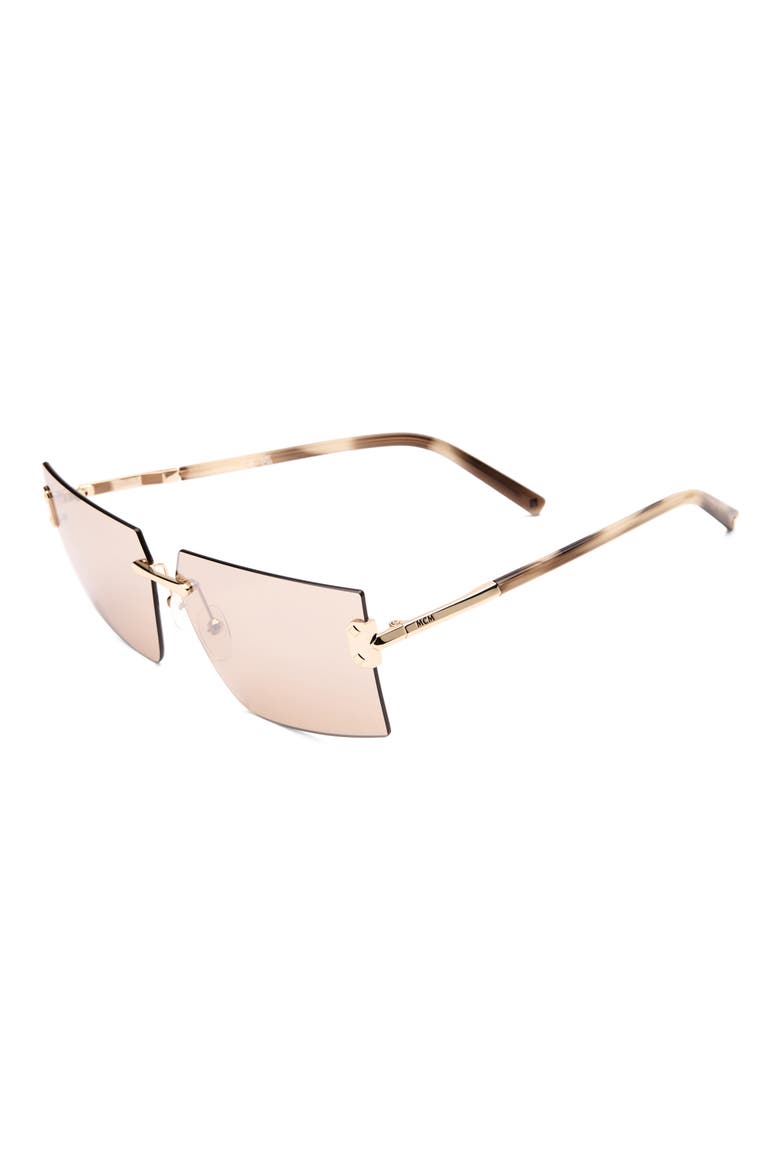 62mm Rectangular Sunglasses, Alternate, color, GOLD / BROWN MIRROR