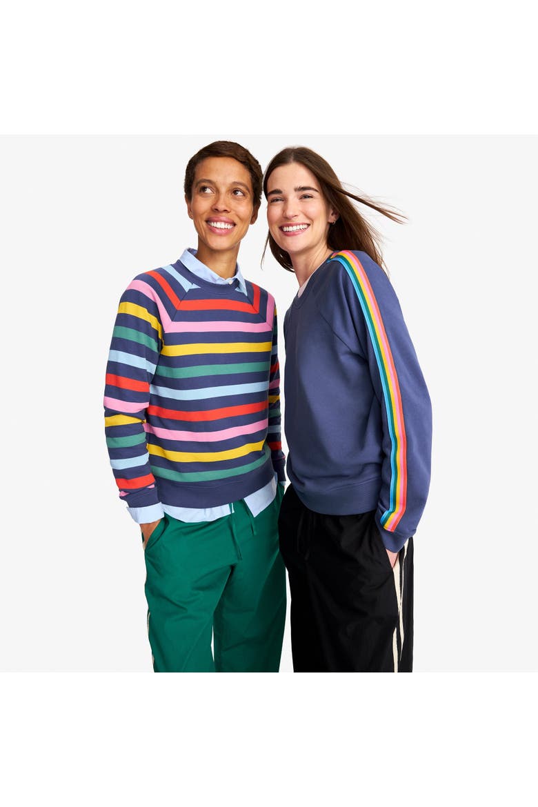 Women's Fit 24/7 Sweatshirt With Rainbow Trim, Alternate, color, Sunwashed Navy