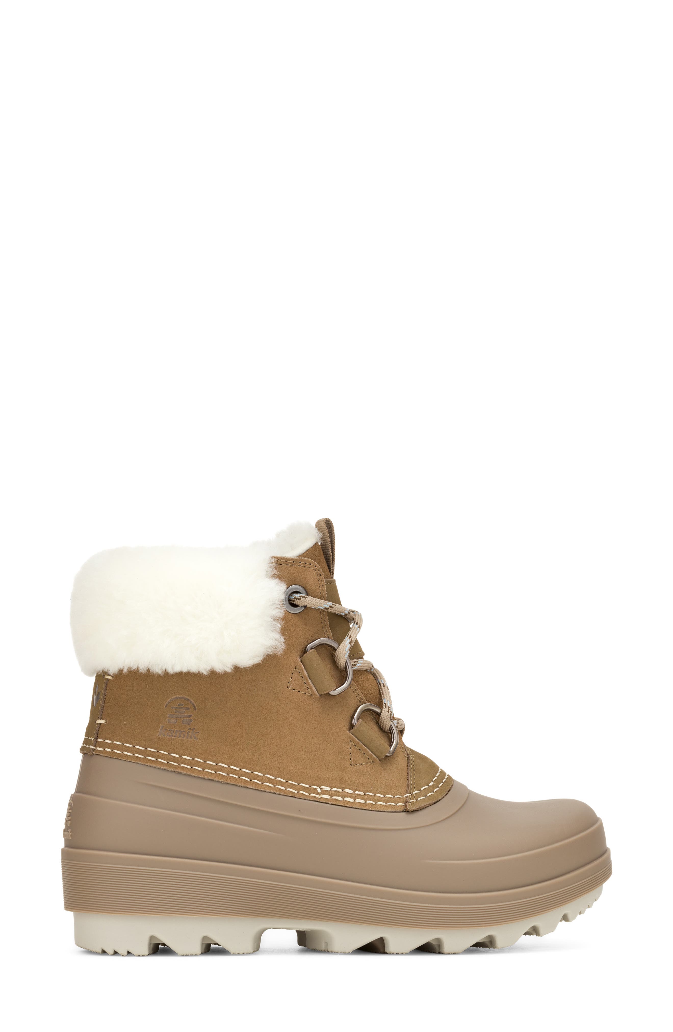 Lauren F Waterproof Leather Boot with Faux Fur Trim, Alternate, color, FOS