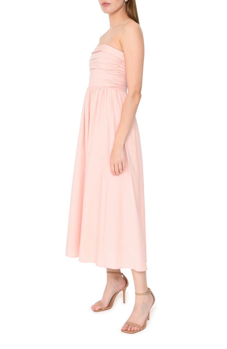 WAYF x Styled by COCO! Sammie Pleat Strapless Stretch Cotton Sundress, Alternate, color, Blush