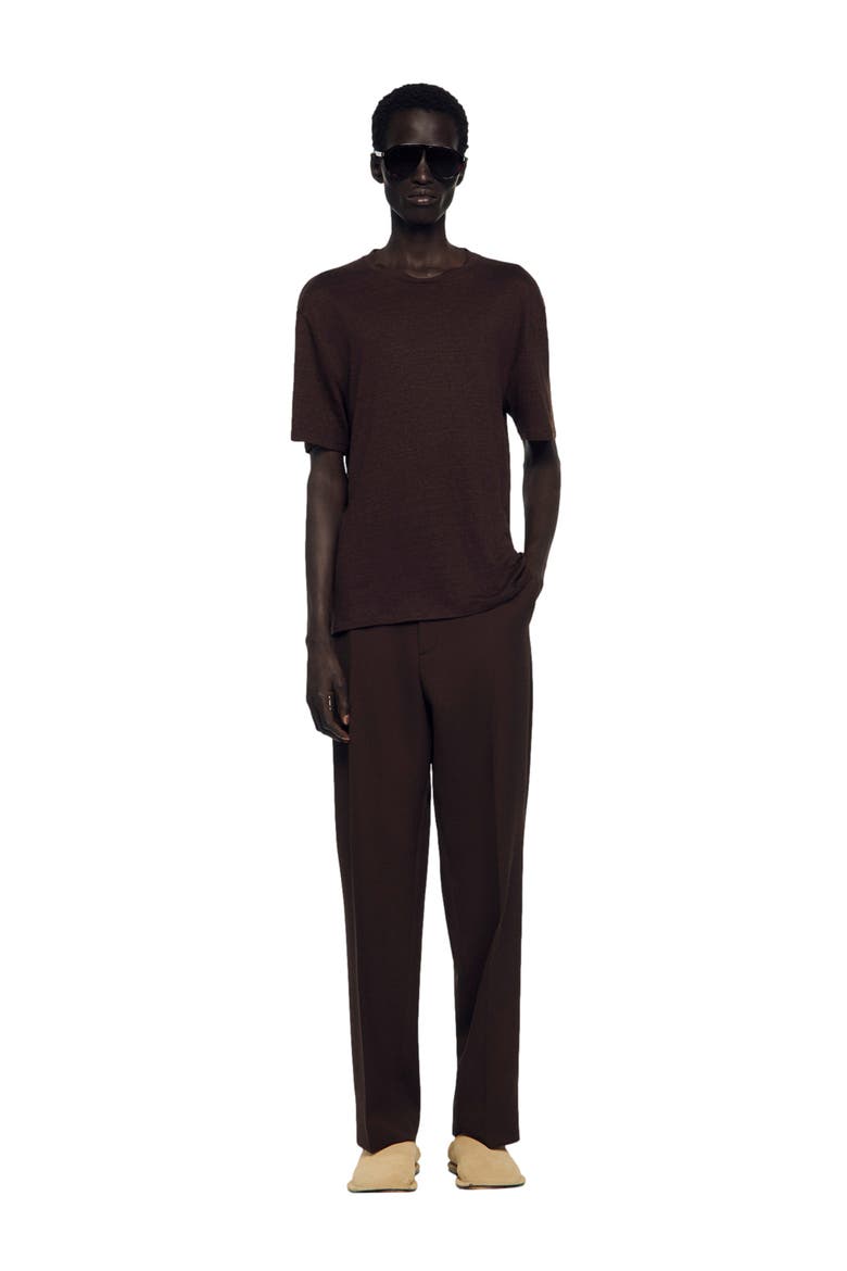 Linen T-shirt, Alternate, color, Black brown