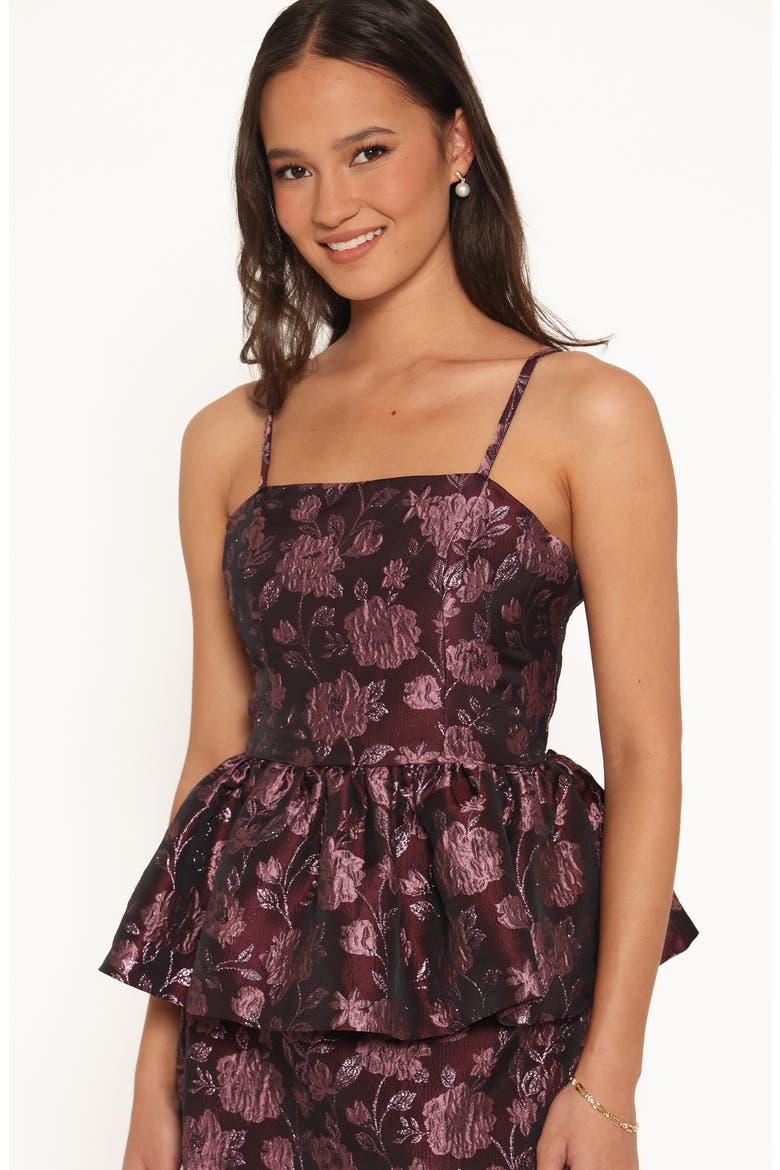 Allegro Floral Brocade Peplum Top, Alternate, color, PLUM BROCADE