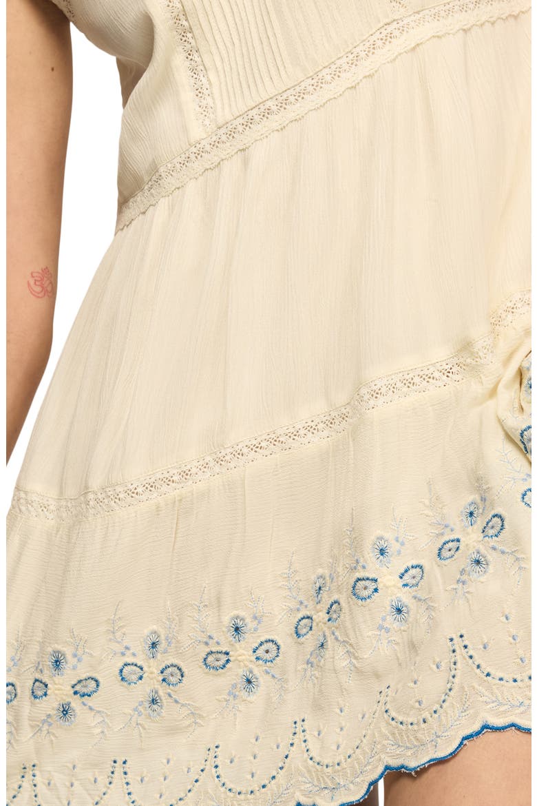Lace & Embroidery Sleeveless Minidress, Alternate, color, CREAM