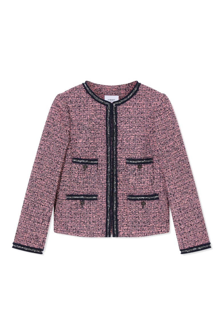 Charlie Trim Tweed Jacket, Alternate, color, PINK MULTI