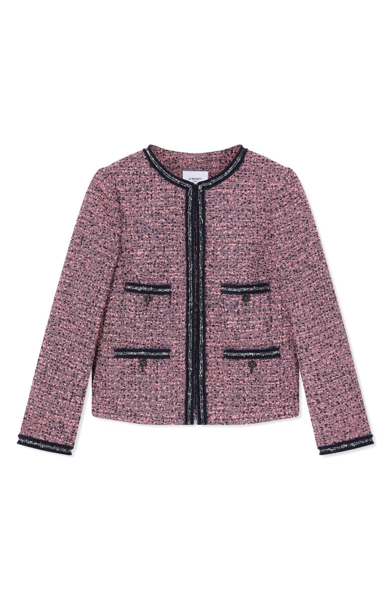 LK Bennett Charlie Trim Tweed Jacket, Alternate, color, Pink Multi