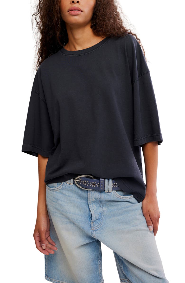 Free People WTF Perfect Oversize Cotton T-Shirt, Main, color, Black