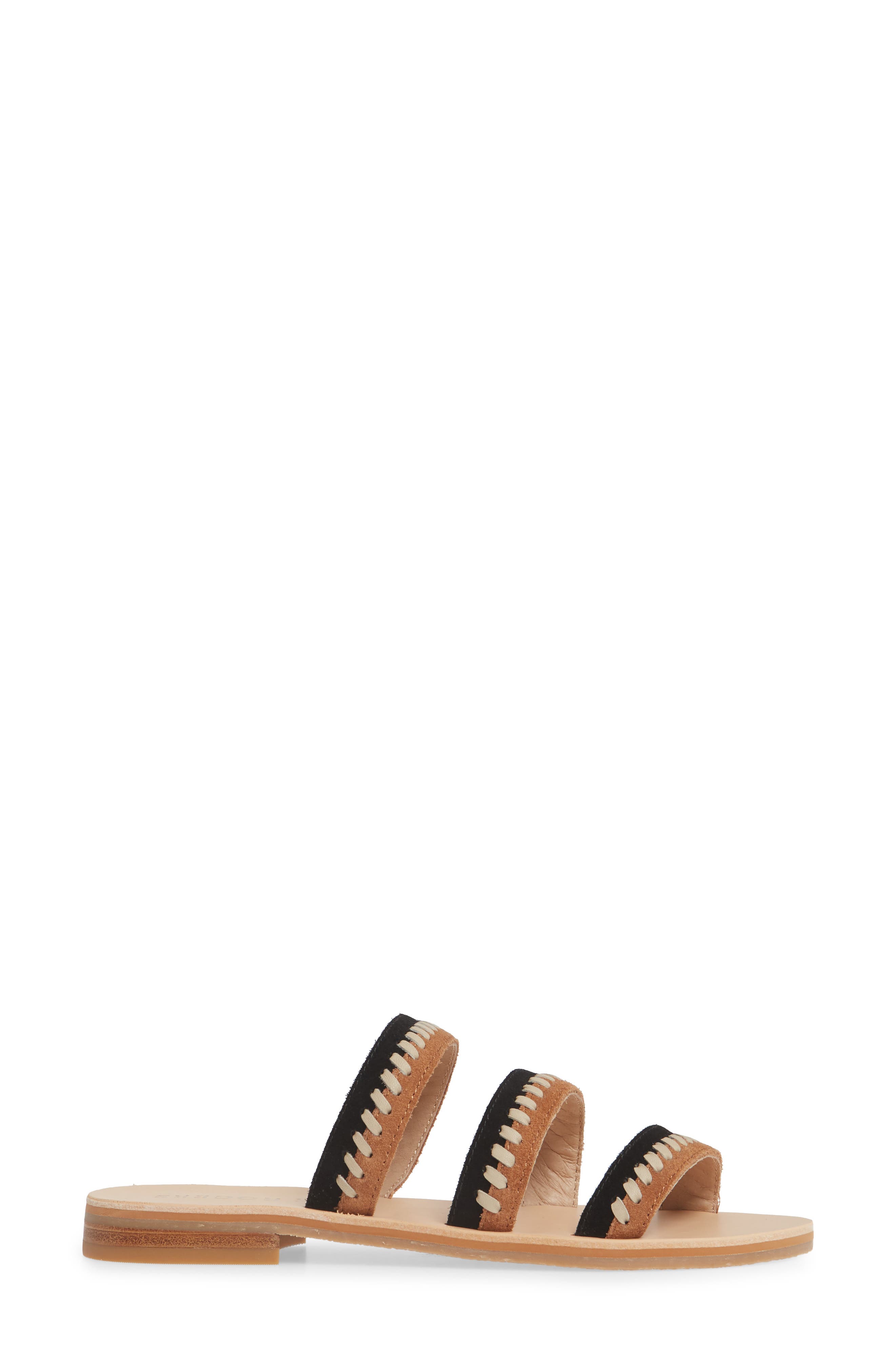Amelia Slide Sandal, Alternate, color, BLACK/ LUGGAGE SUEDE