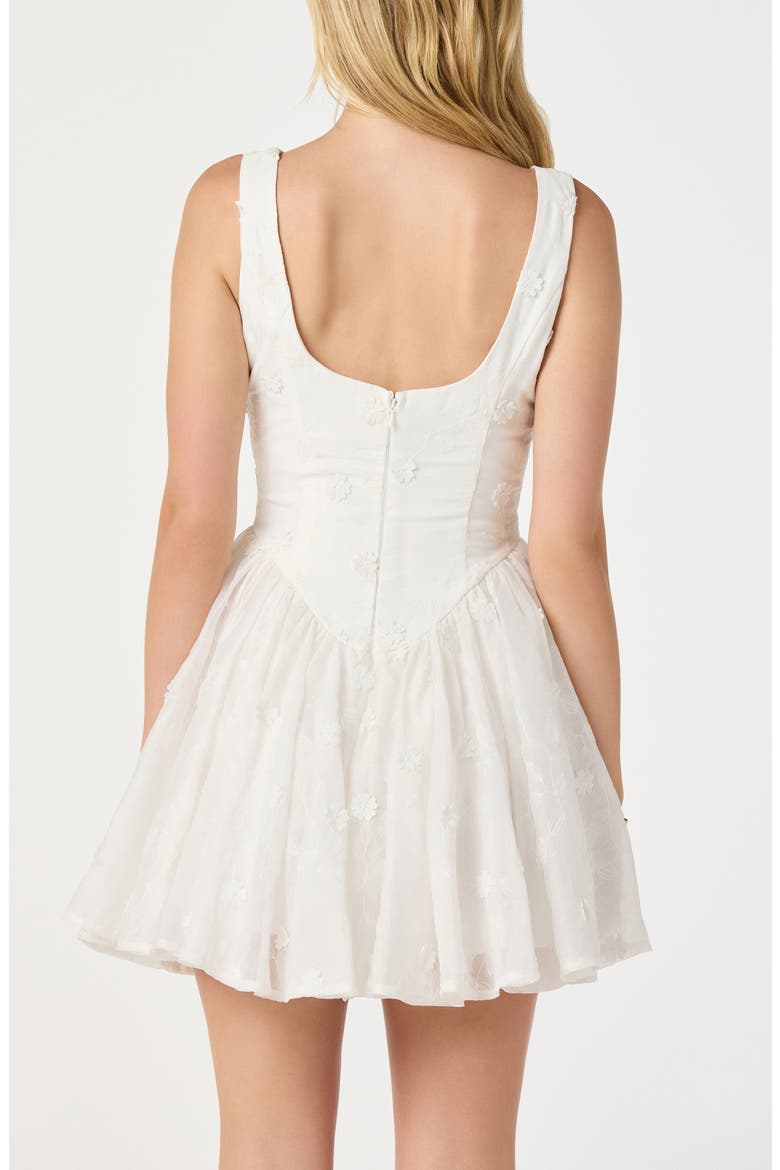 Reina Floral Appliqué Minidress, Alternate, color, WHITE