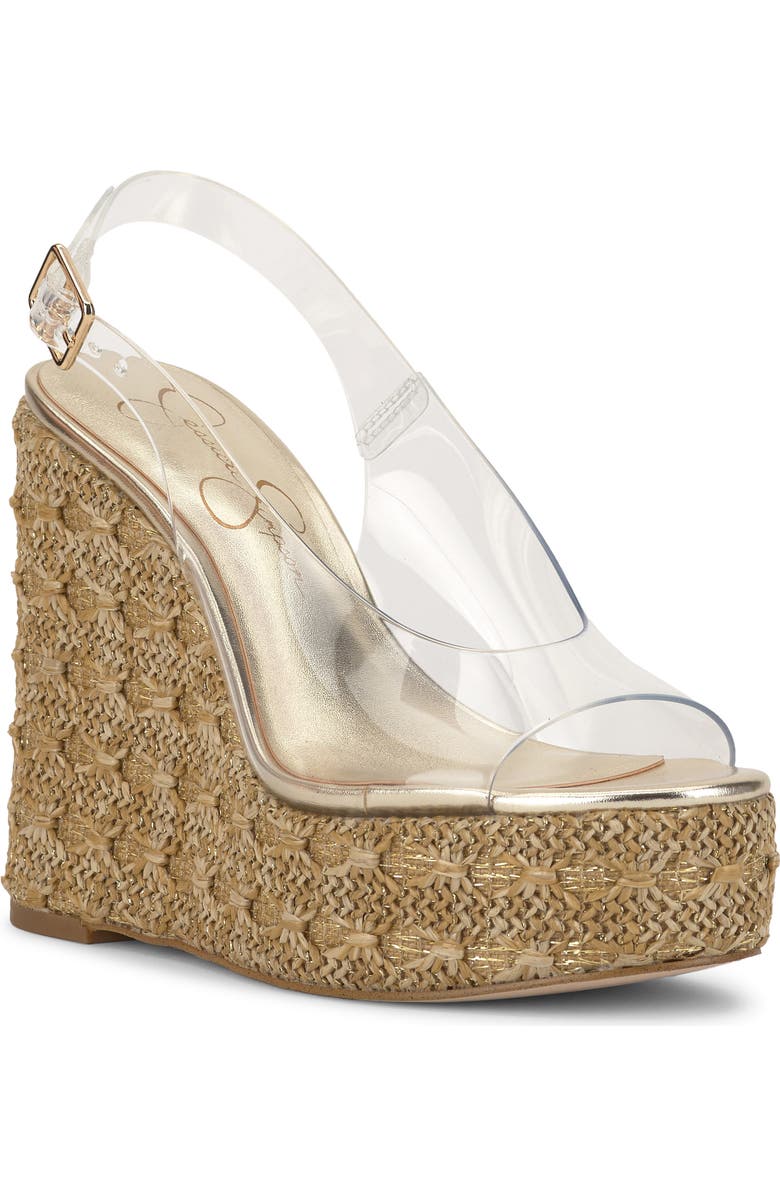 Jessica Simpson Kaliese Slingback Platform Wedge Sandal, Main, color, Clear