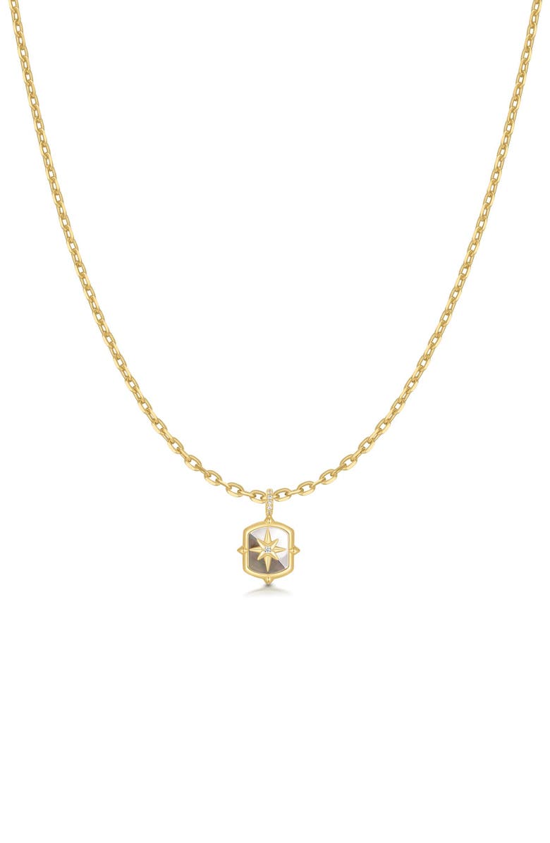 ANIA HAIE Colorblock Mother Of Pearl Pendant Necklace, Main, color, Shiny Gold