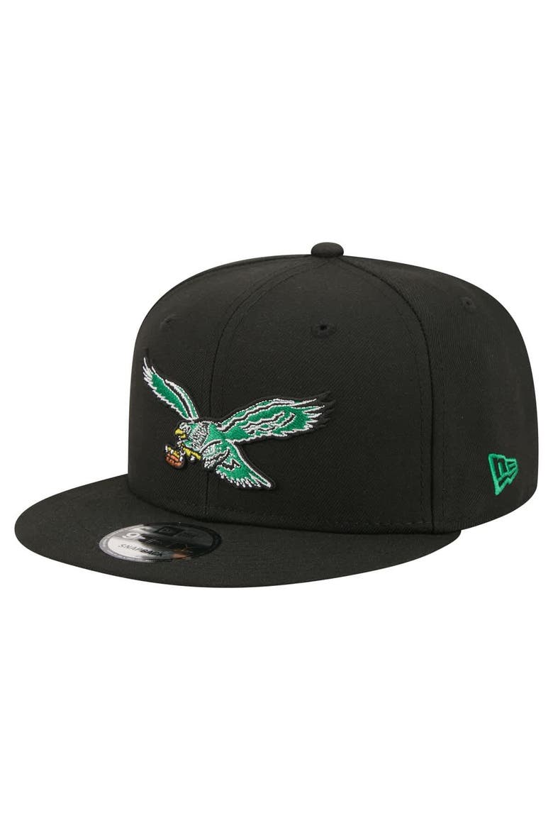 Men's New Era  Black Philadelphia Eagles 9FIFTY Snapback Hat, Main, color, Black