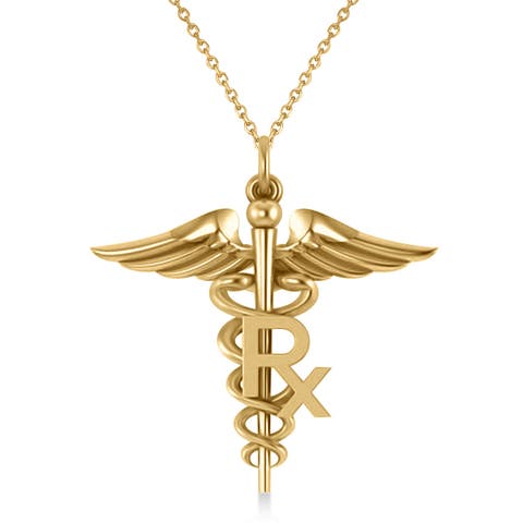 Medical RX Pharmacy Symbol Pendant Necklace 14k