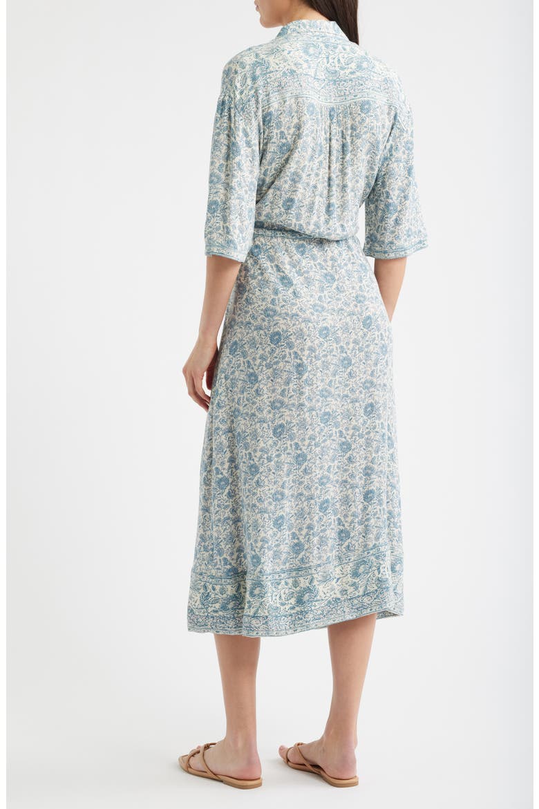 Island Times Tie Waist Midi Dress, Alternate, color, BLUE WATER FLORAL