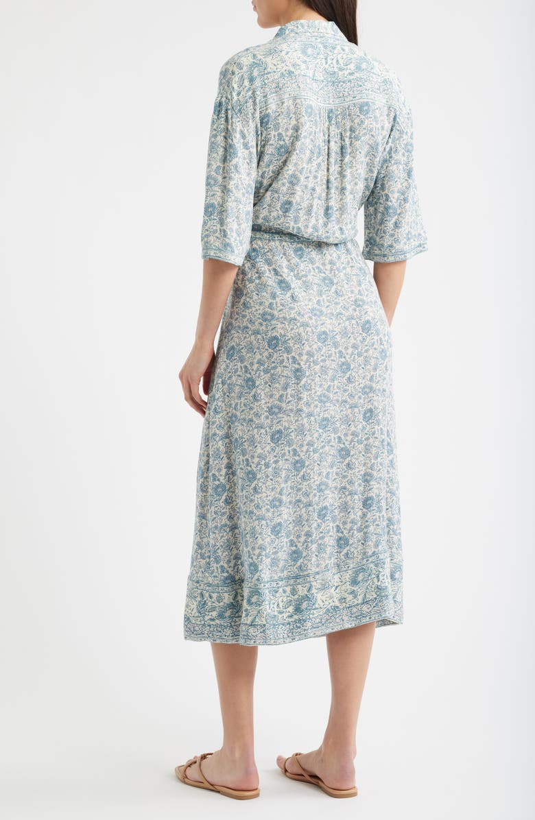 Faherty Island Times Tie Waist Midi Dress, Alternate, color, Blue Water Floral