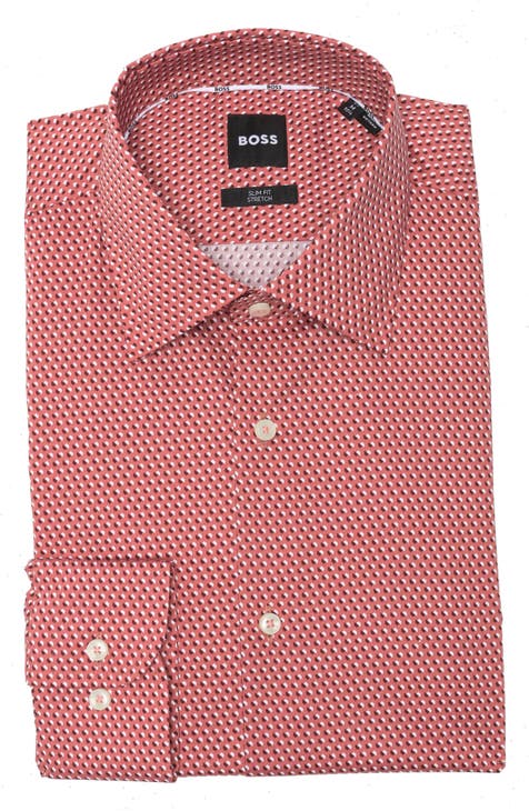 Hank Kent Microprint Stretch Cotton Dress Shirt