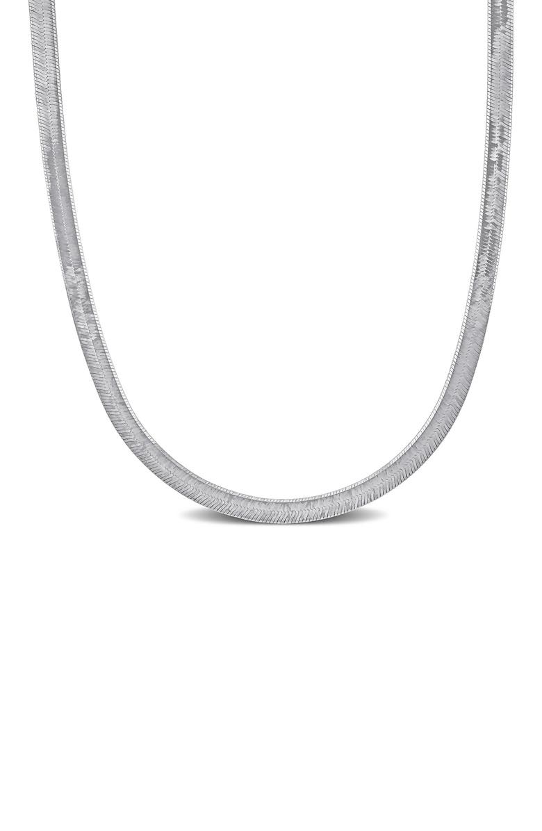 DELMAR Herringbone Chain Necklace, 4.5mm, Main, color, Silver