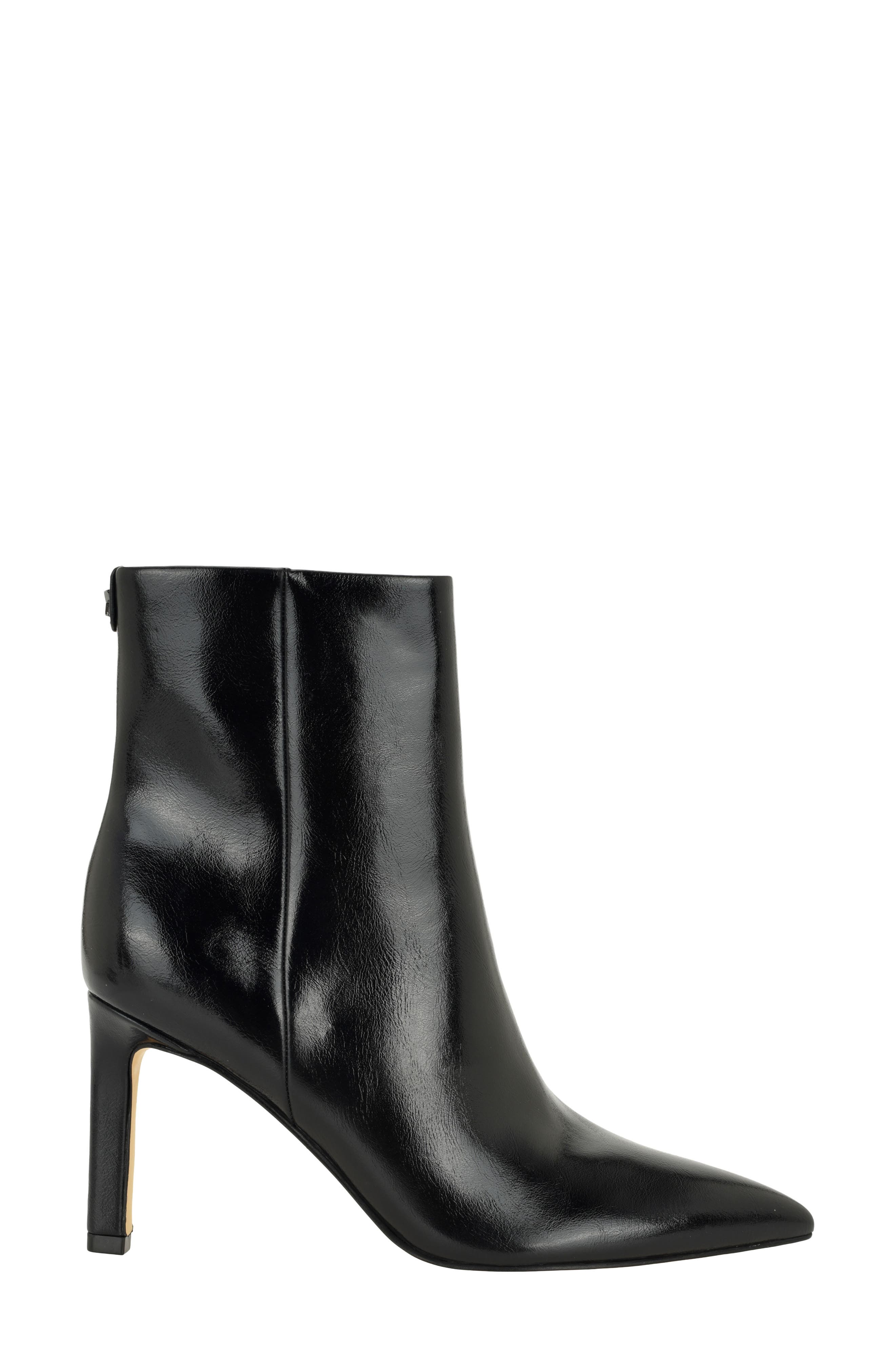 Chrysta Snake Embossed Faux Leather Bootie, Alternate, color, BLACK