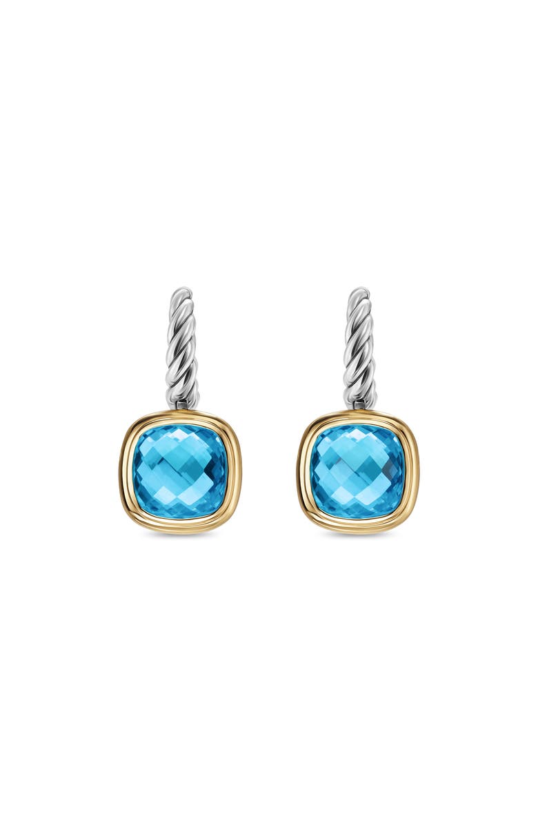 David Yurman Albion<sup>®</sup> Drop Earrings in Sterling Silver with 18K Yellow Gold & Blue Topaz, 10mm, Main, color, Blue Topaz