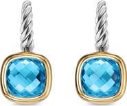 David Yurman Albion® Drop Earrings in Sterling Silver with 18K Yellow Gold & Blue Topaz, 10mm