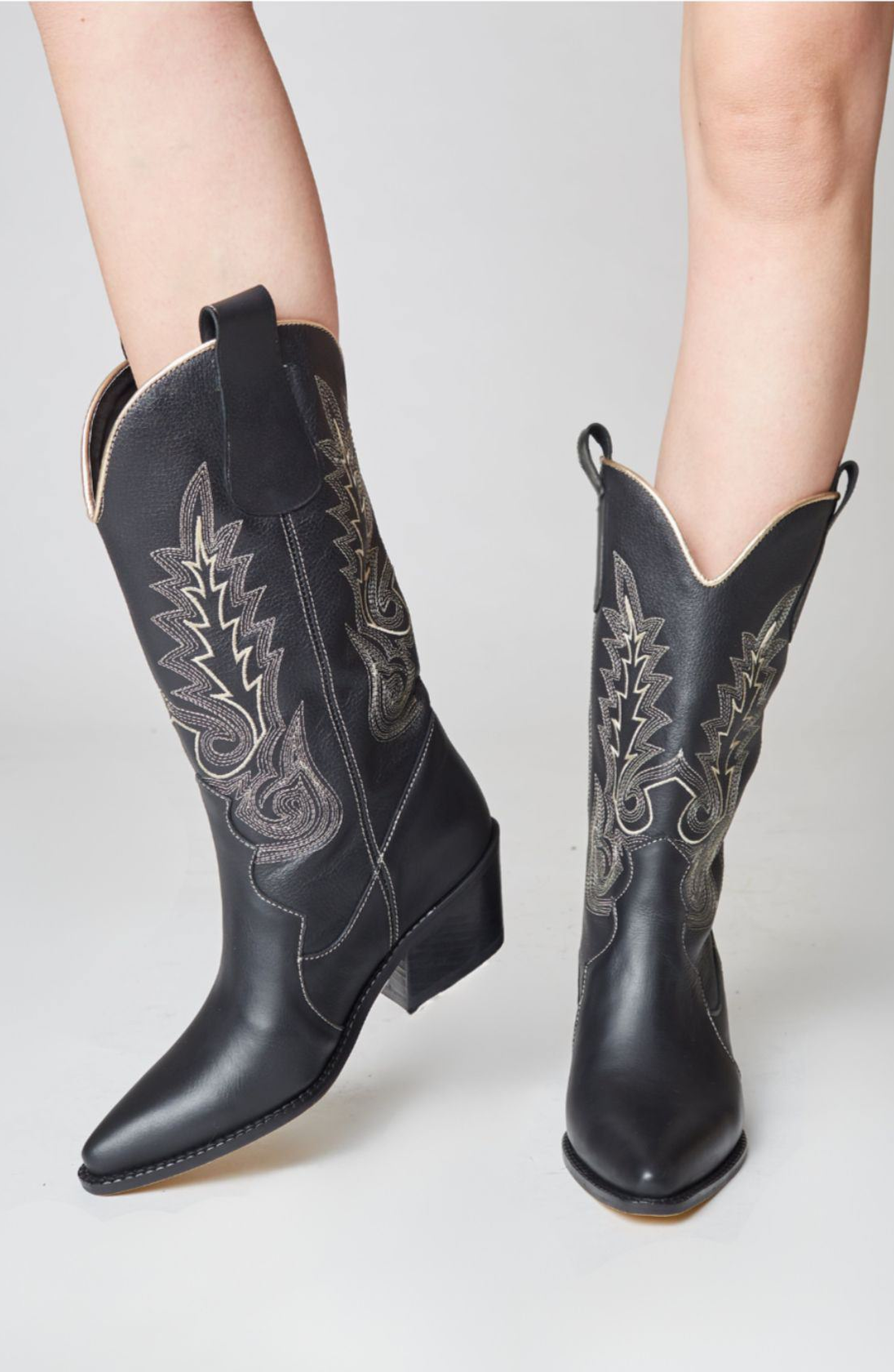 STIVALI NEW YORK Loyal Western Cowboy Boots, Alternate, color, Black