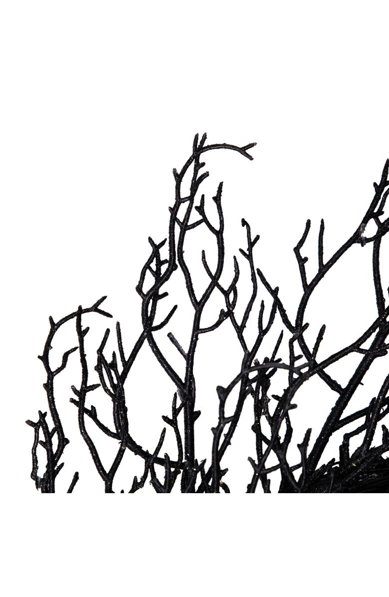 Northlight Glittered Twig Artificial Halloween Wreath - 24" - Black - Unlit, Alternate, color,