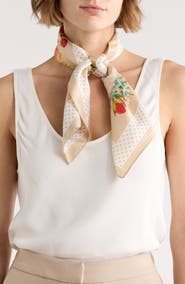 Vince Camuto Fruit Floral Satin Square Scarf