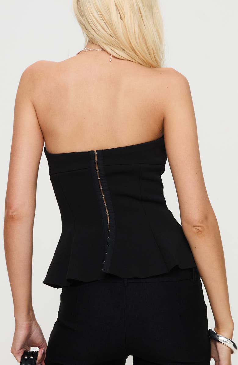 Princess Polly Baudelaire Strapless Corset Peplum Top, Alternate, color, Black