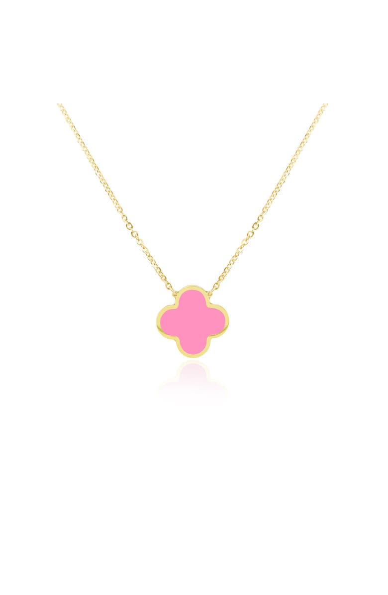 The Lovery Fine Jewelry Extra Large Bubblegum Pink Single Clover Necklace, Main, color, Bubblegum Pink