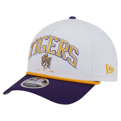 Men's New Era White/Purple LSU Tigers Arch Two-Tone Rope 9FORTY A-Frame M-Crown Adjustable Hat