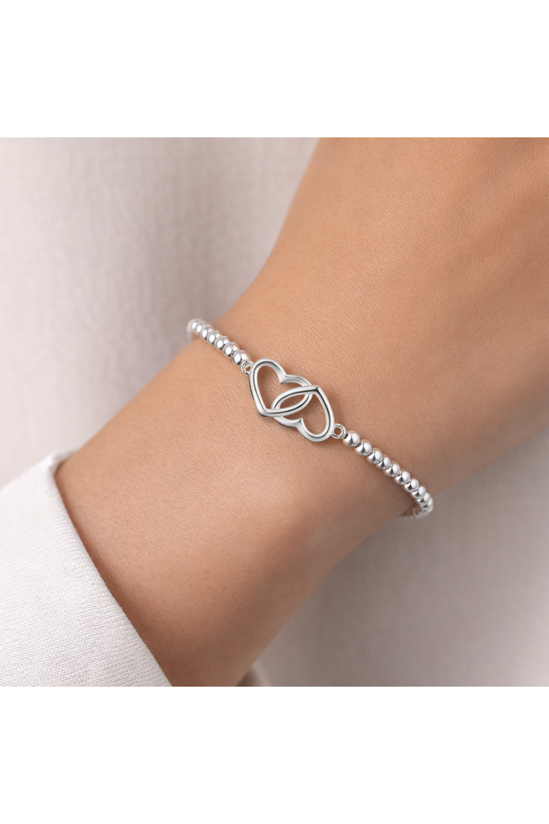 Beaded intertwined Heart Bracelet, Alternate, color, Silver