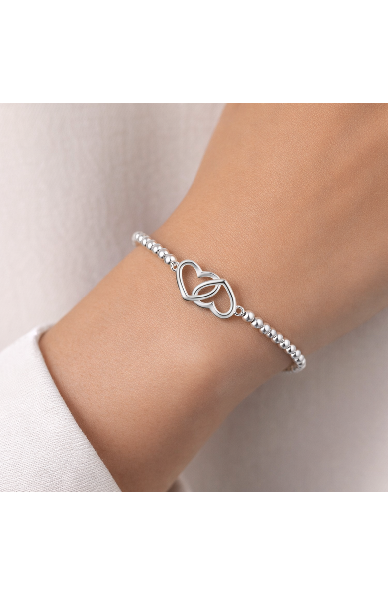 Donatello Gian Beaded intertwined Heart Bracelet, Alternate, color, Silver