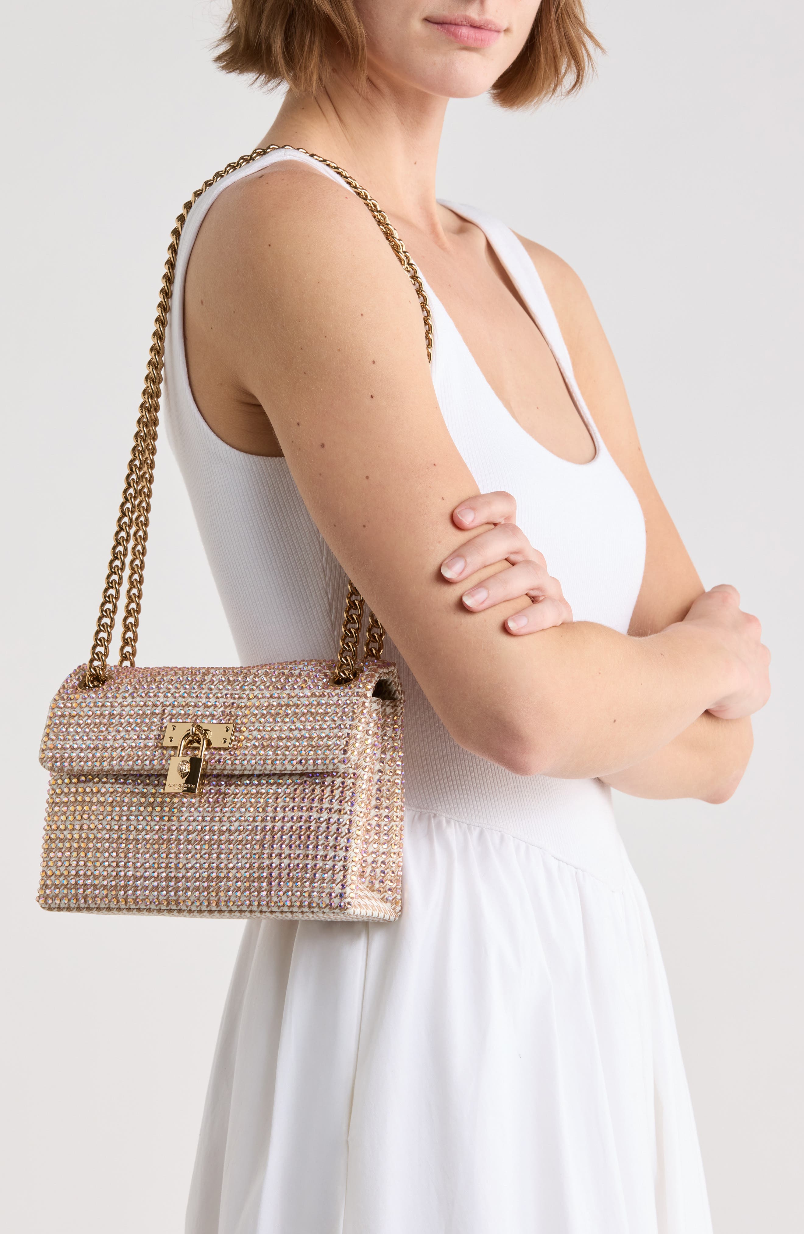 Kurt Geiger London Mini Brixton Convertible Crossbody Bag, Alternate, color, Beige Comb