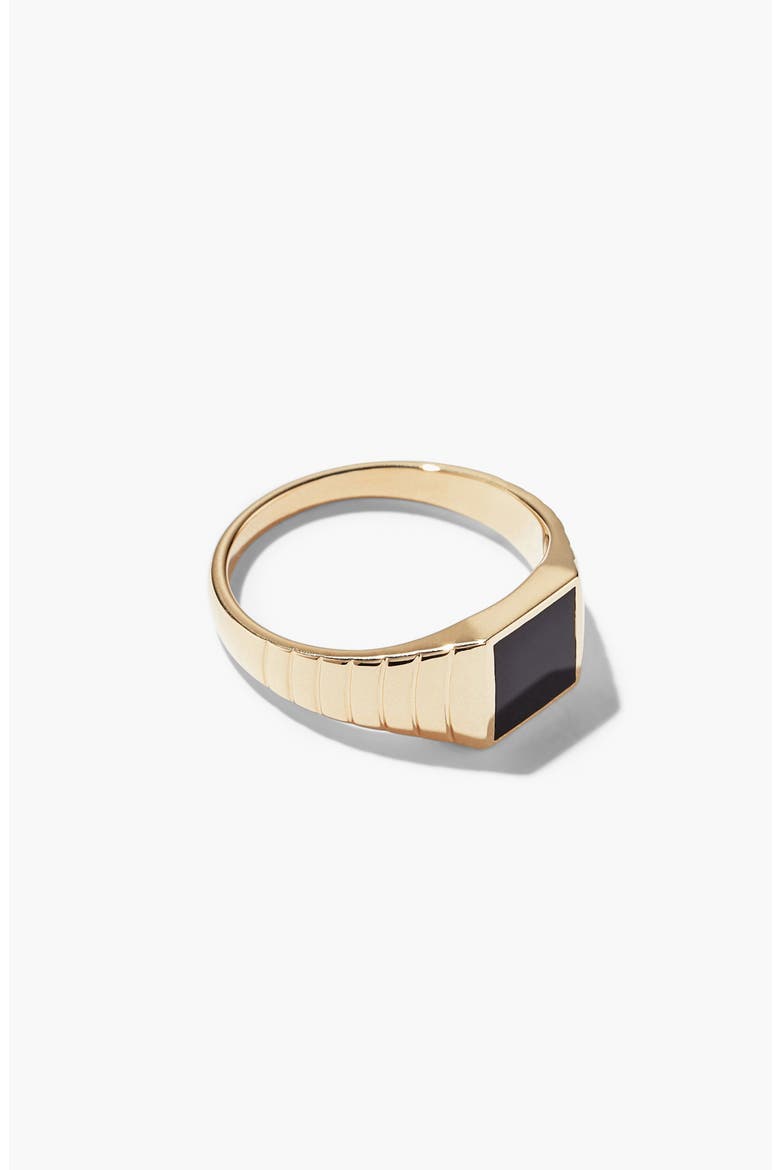 Black Onyx Square Signet Ring, Alternate, color, 14K Yellow Gold