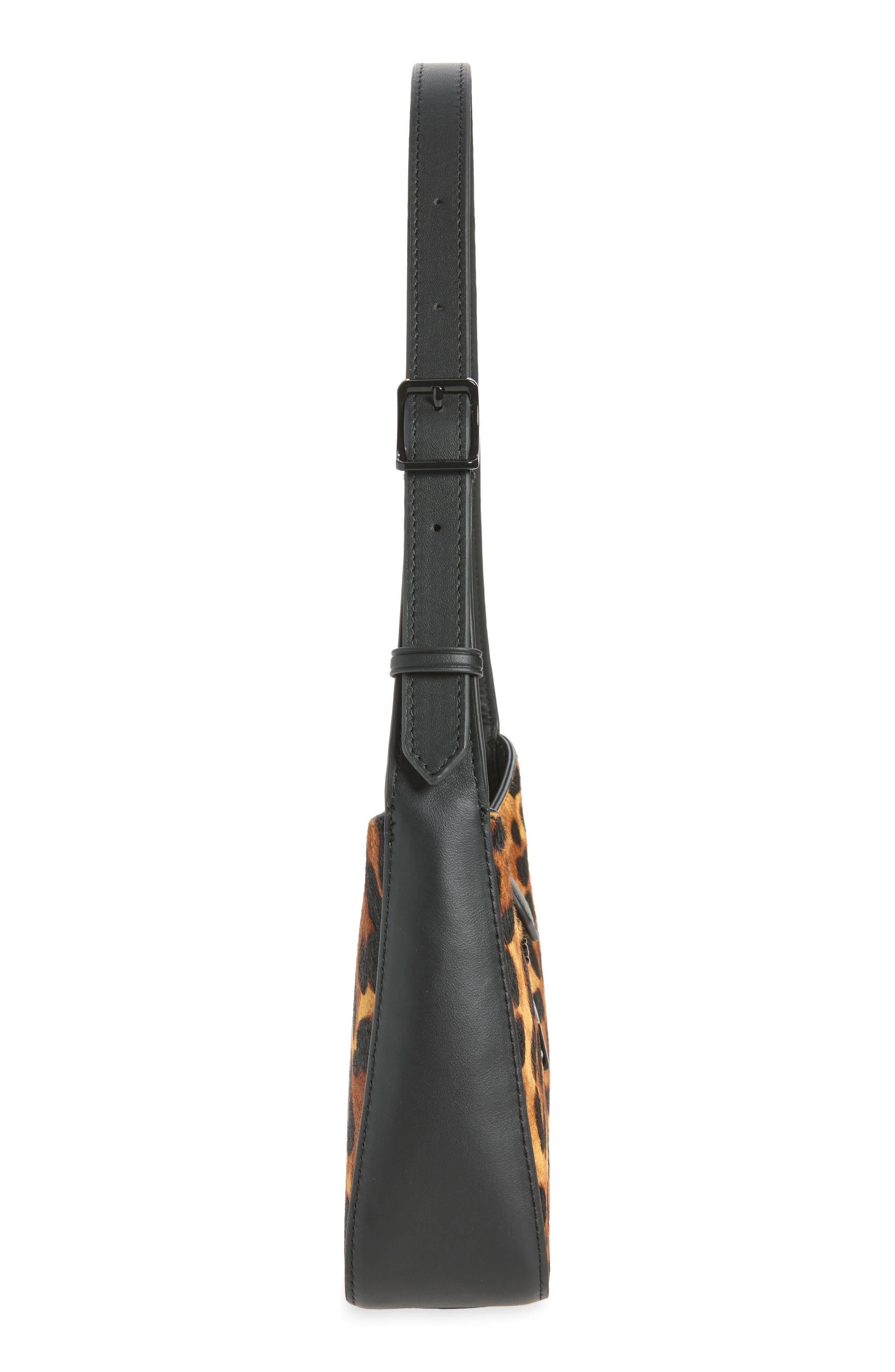 Megan Hair Calf Shoulder Bag, Alternate, color, LEOPARD/ BLACK
