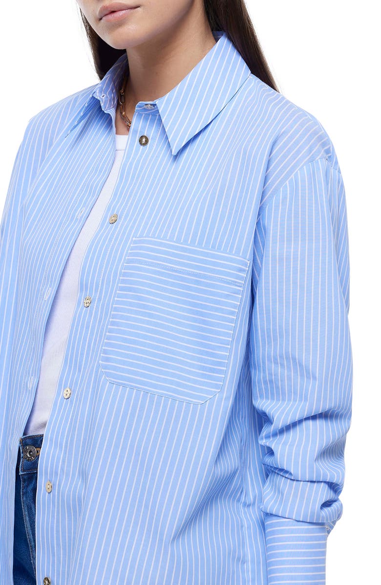 River Island Stripe Boyfriend Button-Up Shirt, Alternate, color, 